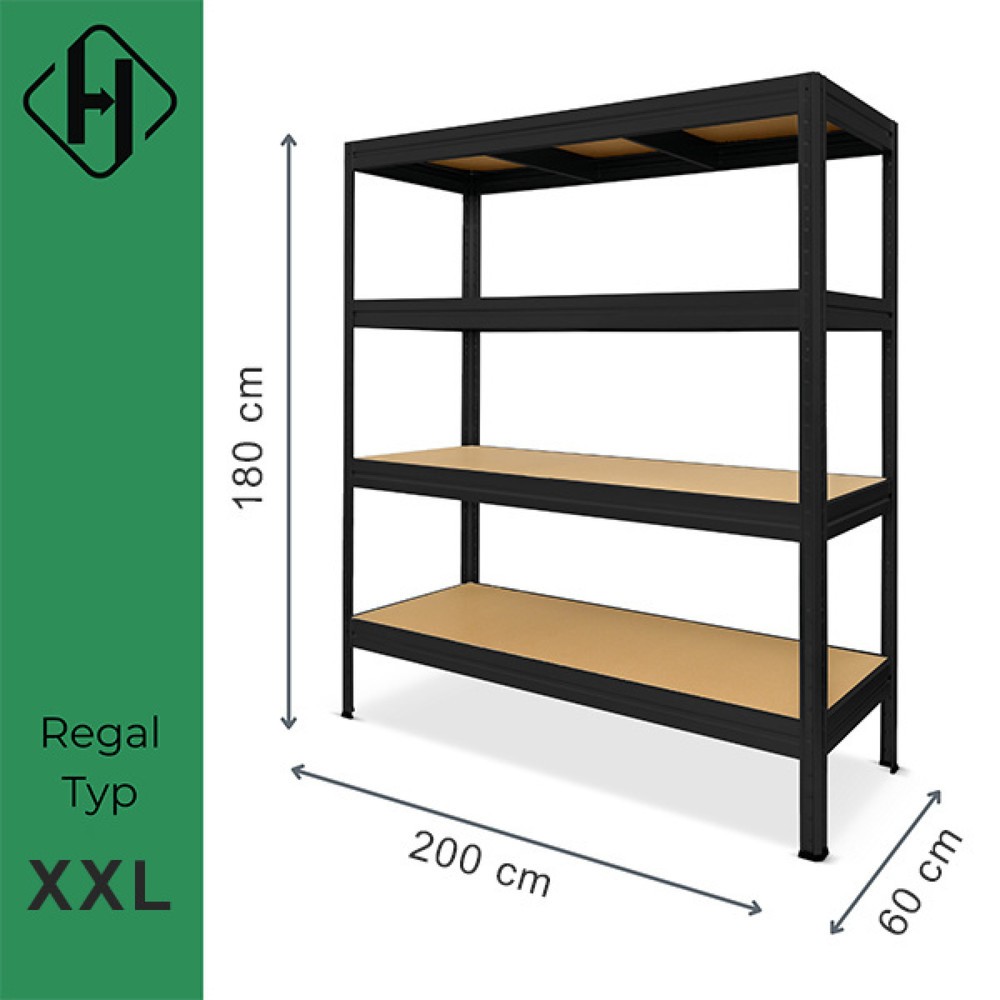 Produktabbildung Nr. 3: HEMMDAL Rayonnage pour charges lourdes Type XXL, noir – 177 x 200 x 60 cm – jusqu'à 2 000 kg