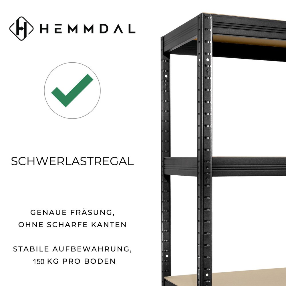 Produktabbildung Nr. 3: HEMMDAL Rayonnage pour charges lourdes Type S+, noir – 180 x 90 x 60 cm – jusqu'à 750 kg