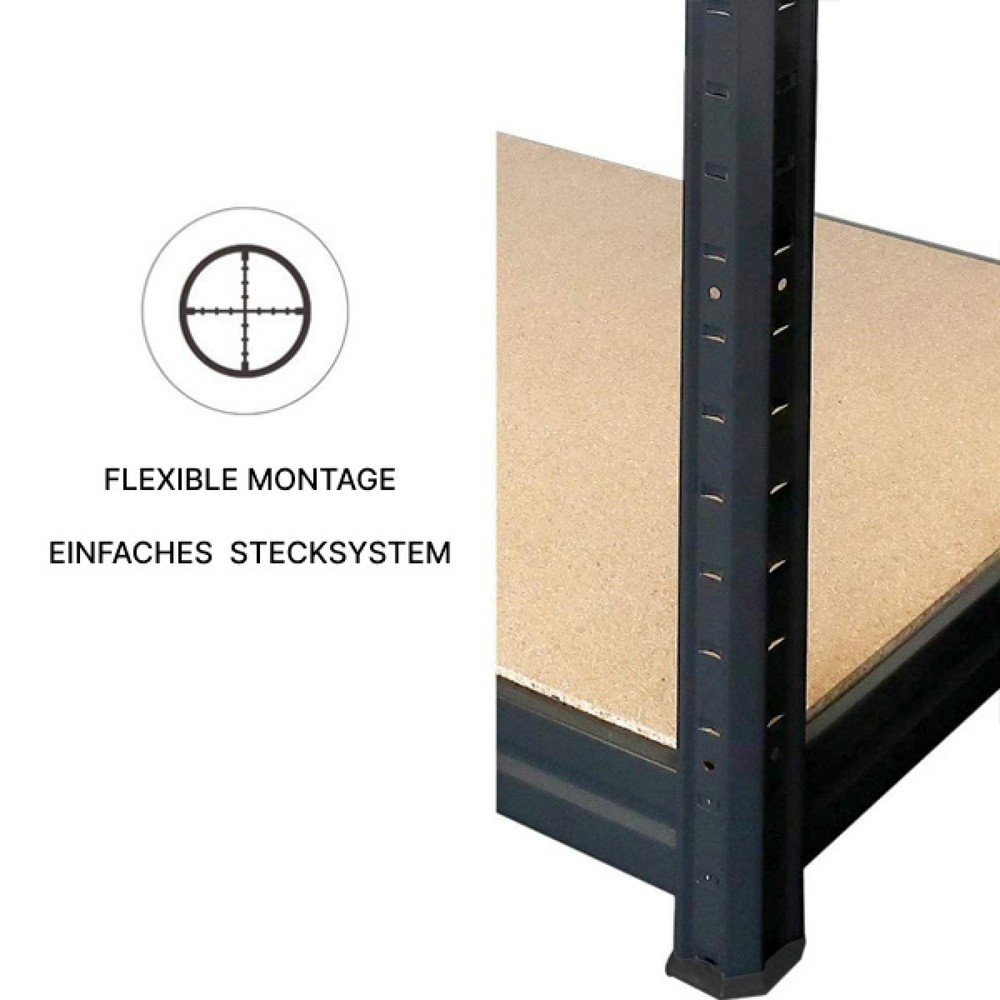 Produktabbildung Nr. 4: HEMMDAL Rayonnage pour charges lourdes Type S+, noir – 180 x 90 x 60 cm – jusqu'à 750 kg