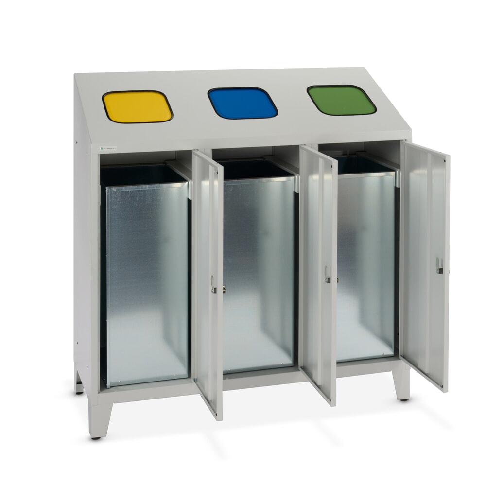 Produktabbildung Nr. 10: HEMMDAL Recycling-Abfallsammler Trio, mit 3 Innenbehältern, je 120 Liter