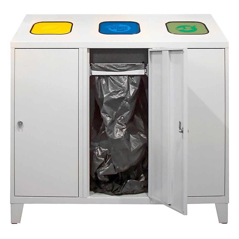 Produktabbildung Nr. 4: HEMMDAL Recycling-Abfallsammler Trio, mit 3 Beutelhalterungen, je 120 Liter