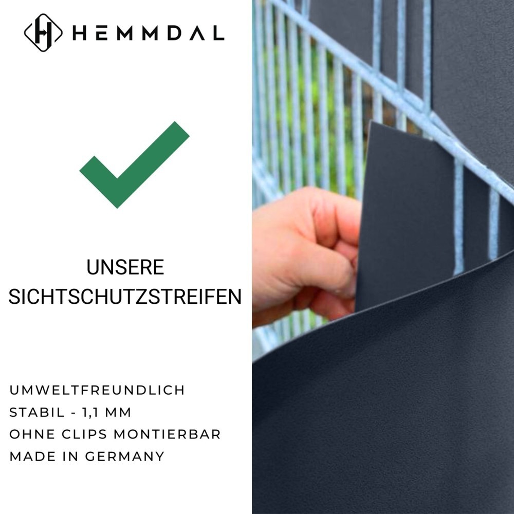 Produktabbildung Nr. 4: HEMMDAL Sichtschutzstreifen, anthrazit – 2,53 m – 10 Stück, Premium Sichtschutz