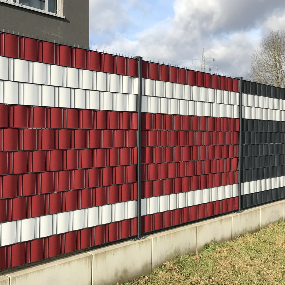 Produktabbildung Nr. 4: HEMMDAL Sichtschutzstreifen, bordeaux – 2 x 2,53 m – Zaun-Designelement