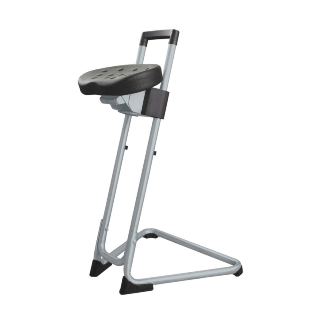 Illustration du produit: Siège assis-debout HEMMDAL, siège confort pivotant et inclinable en PU, hauteur d'assise 600-850 mm, gris clair