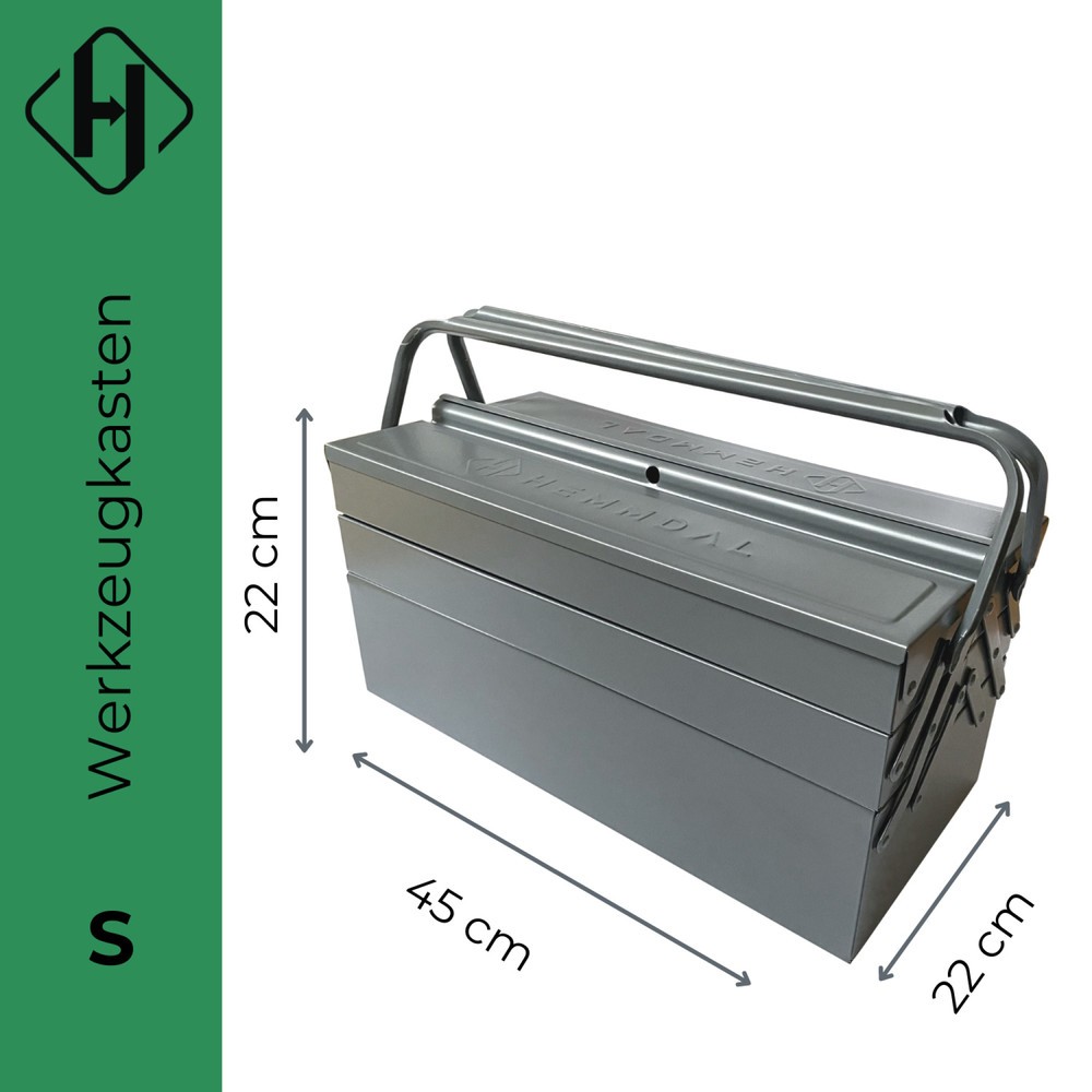 Produktabbildung Nr. 3: HEMMDAL Werkzeugkasten leer, anthrazit – 45 x 22 x 22 cm – Premium Werkzeugkiste mit 4 aufklappbaren Fächern – Werkzeugkoffer ohne Werkzeug – abschliessbar & stabil – Made in EU
