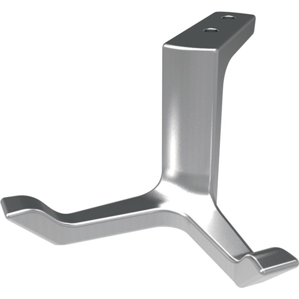 Produktabbildung: HERMETA Decken-Mantelhaken 0200, Aluminium silberfarbig eloxiert, zweifach Ausladung 87 mm, Höhe 49 mm