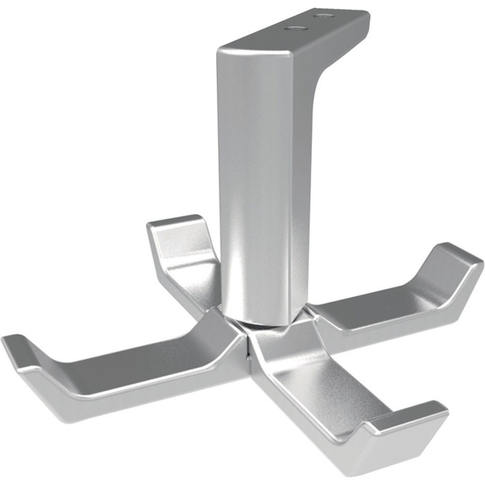 Produktabbildung: HERMETA Decken-Mantelhaken 0201, Aluminium silberfarbig eloxiert, vierfach Ausladung 83 mm, Höhe 55 mm