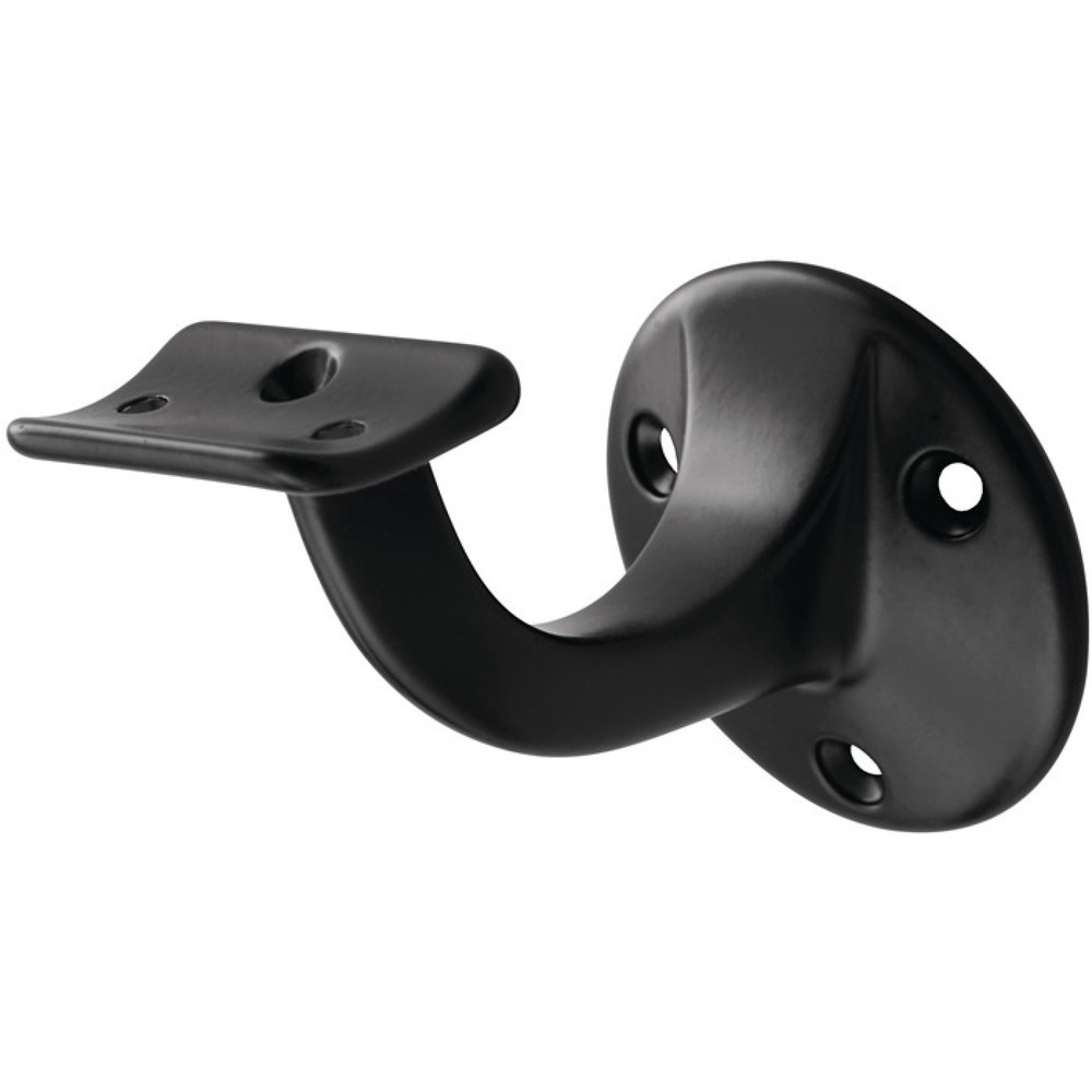 Produktabbildung: HERMETA Handlaufträger 3500, Durchmesser Wandplatte 56 mm, Aluminium kunststoffbeschichtet schwarz, gewölbte Auflage