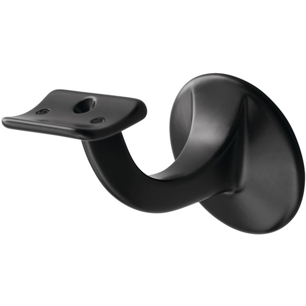 Produktabbildung: HERMETA Handlaufträger 3501, Durchmesser Wandplatte 56 mm, Aluminium kunststoffbeschichtet schwarz, gewölbte Auflage