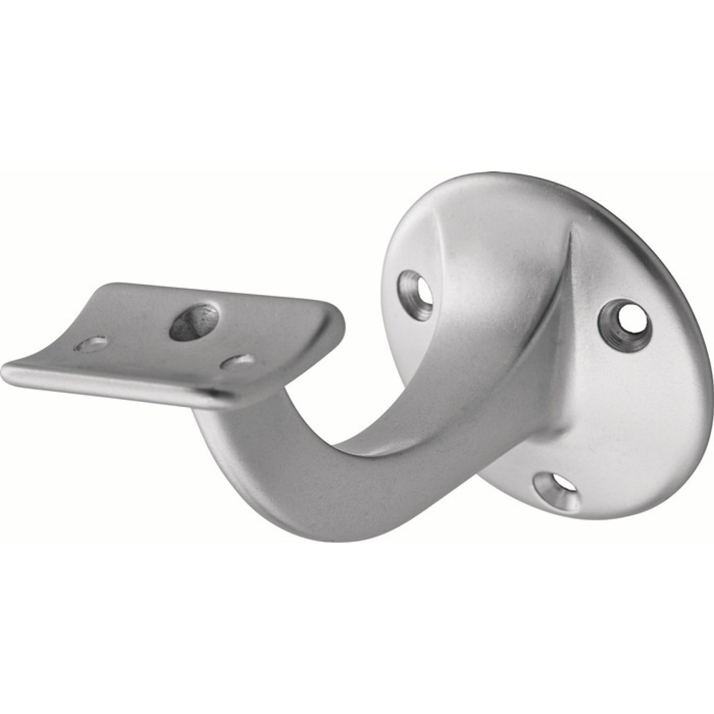 Produktabbildung: HERMETA Handlaufträger 3505, Durchmesser Wandplatte 56 mm, Aluminium silberfarbig eloxiert, gewölbte Auflage