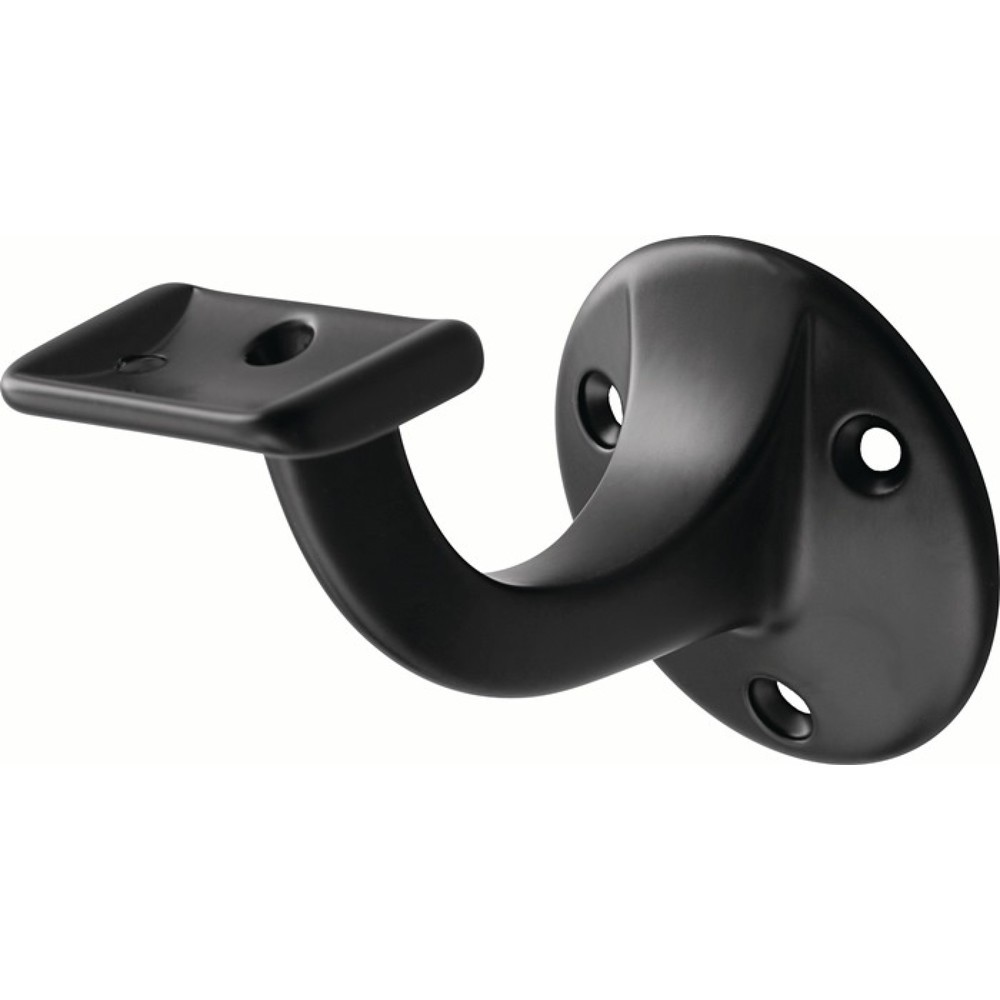 Produktabbildung: HERMETA Handlaufträger 3507, Durchmesser Wandplatte 56 mm, Aluminium kunststoffbeschichtet schwarz, gerade Auflage
