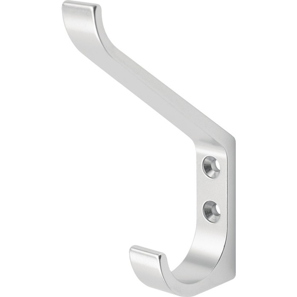 Produktabbildung: HERMETA Huthaken 0148, Aluminium silberfarbig eloxiert, einfach Ausladung 86,5 mm, Höhe 135 mm