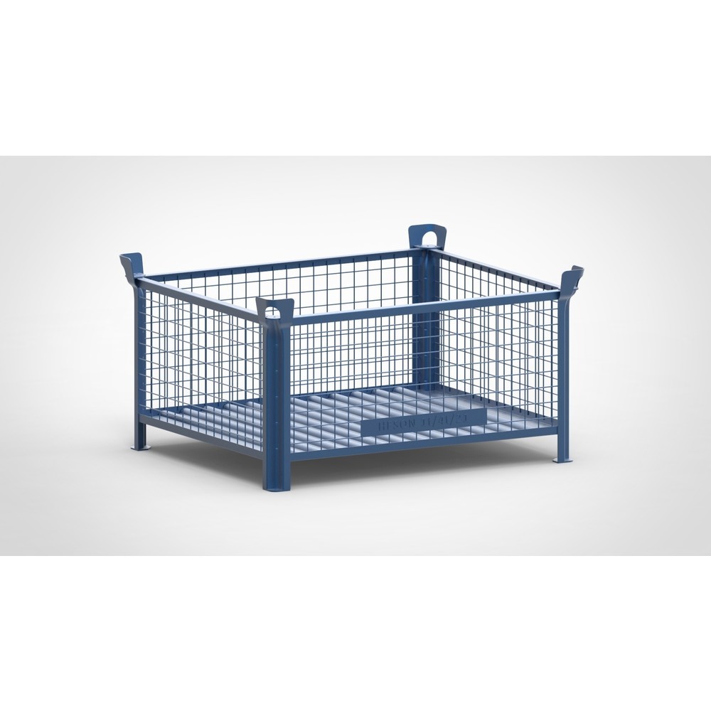Produktabbildung: HESON® Gitterbox, Wände feststehend, lackiert, HxBxT 600 x 1.200 x 1.000 mm, enzianblau