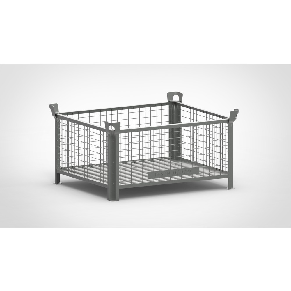 Produktabbildung: HESON® Gitterbox, Wände feststehend, lackiert, HxBxT 600 x 1.200 x 1.000 mm, mausgrau