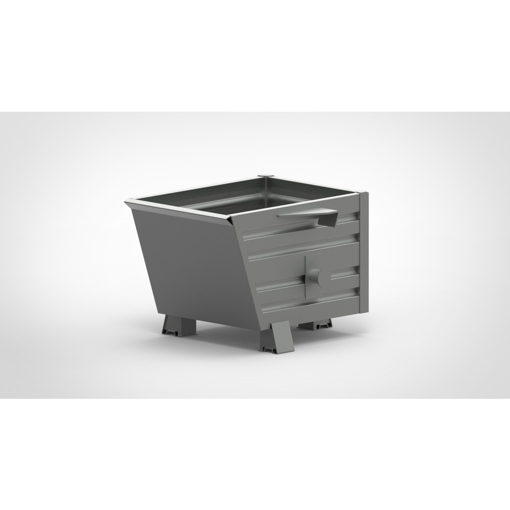 Produktabbildung: HESON® Stapelbarer Kippbehälter, mit Füssen, lackiert, BxT 600 x 800 mm, mausgrau