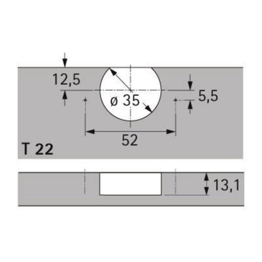 Produktabbildung Nr. 3: HETTICH Topf zu Scharnier Selekta, zum Anschrauben, TH 32