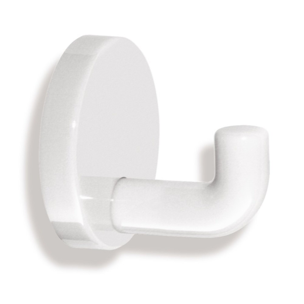 Produktabbildung: HEWI Einzelhaken 477.90.010, Polyamid 99 reinweiss, einfach Ausladung 45 mm, Ø 50 mm