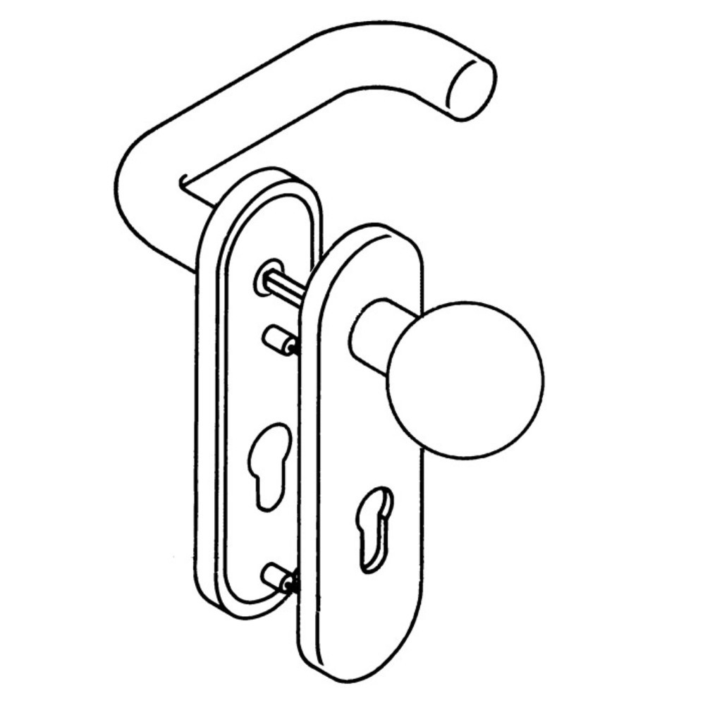 Illustration du produit: HEWI Feuerschutzgarnitur 111R13.113, für Türstärke 38-48 mm PZ abgerundet, Kunststoff 90 D/K, DIN links / rechts