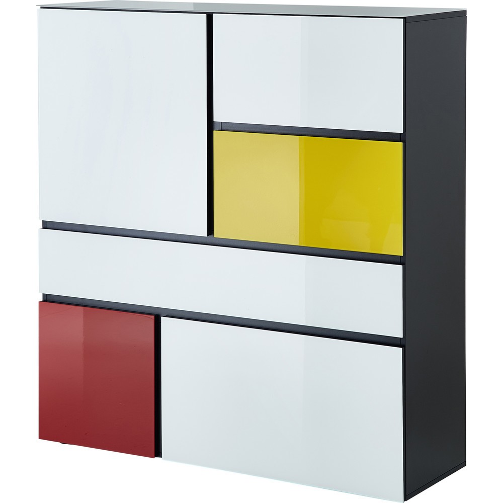 Produktabbildung: Highboard IDEEUS, 3 Flügeltüren (push-to-open), 1 Schublade mit Selbsteinzug, 1 Kippfach, Höhe 1.300 mm, Breite 1.200 mm