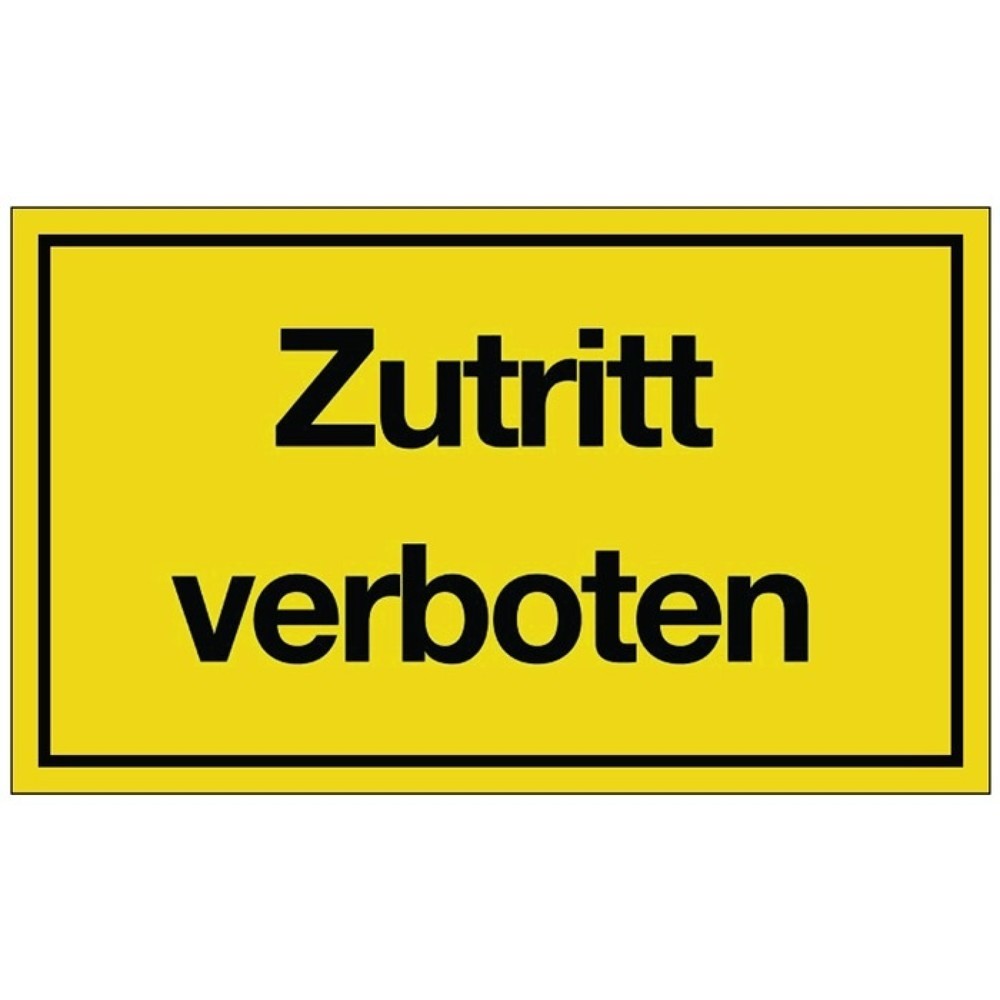 Produktabbildung: Hinweiszeichen, L250xB150 mm gelb schwarz, Zutritt verboten, Kunststoff
