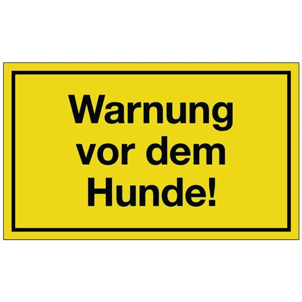 Produktabbildung: Hinweiszeichen, L250xB150 mm gelb schwarz, Warnung vor dem Hunde, Kunststoff