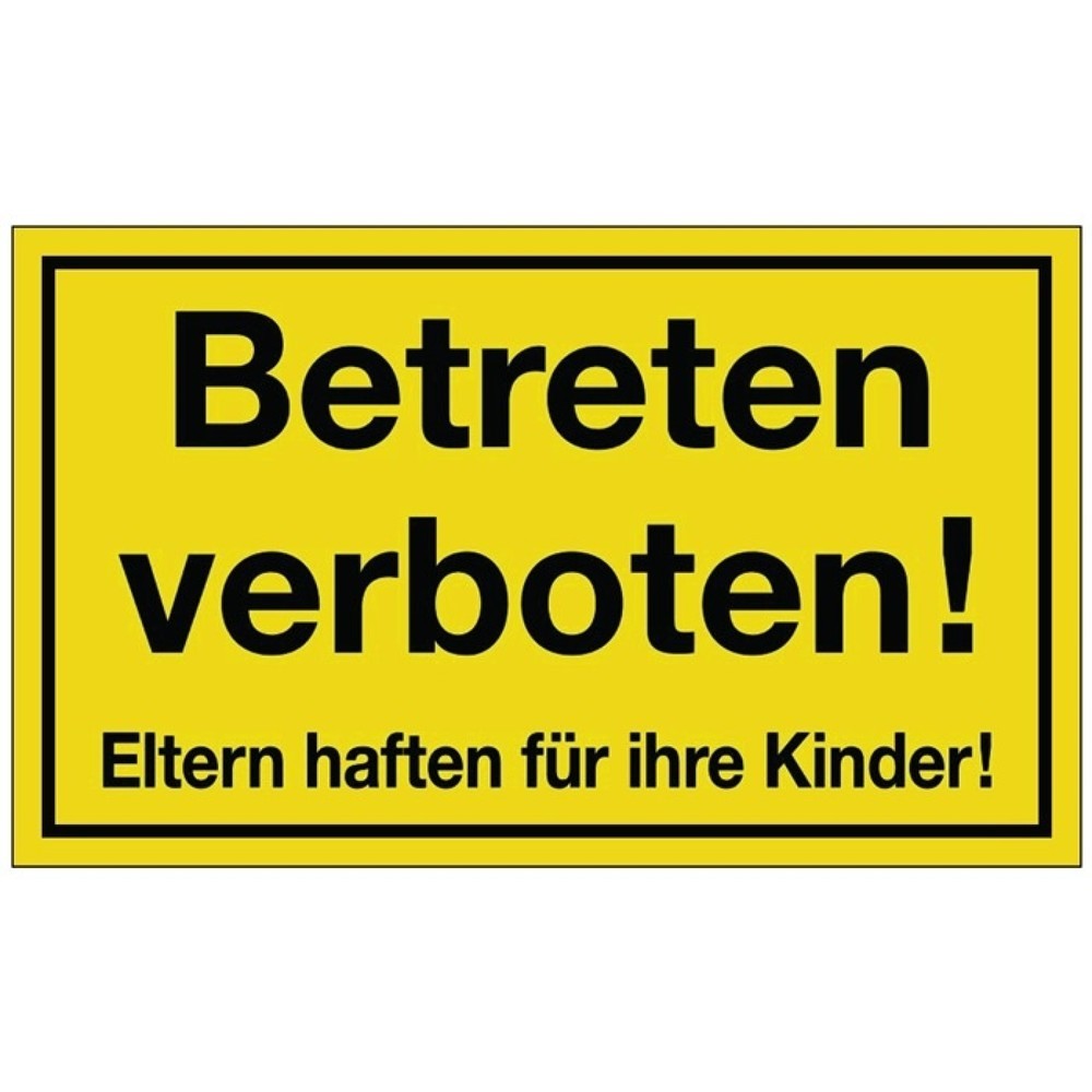 Produktabbildung: Hinweiszeichen, L300xB200 mm gelb schwarz, Betreten verboten, Kunststoff