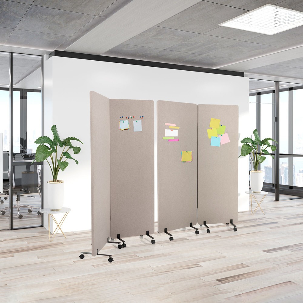 Produktabbildung Nr. 2: Système de parois de séparation mobiles acoustiques hjh OFFICE FLEXMIUT, lot de 2, taupe