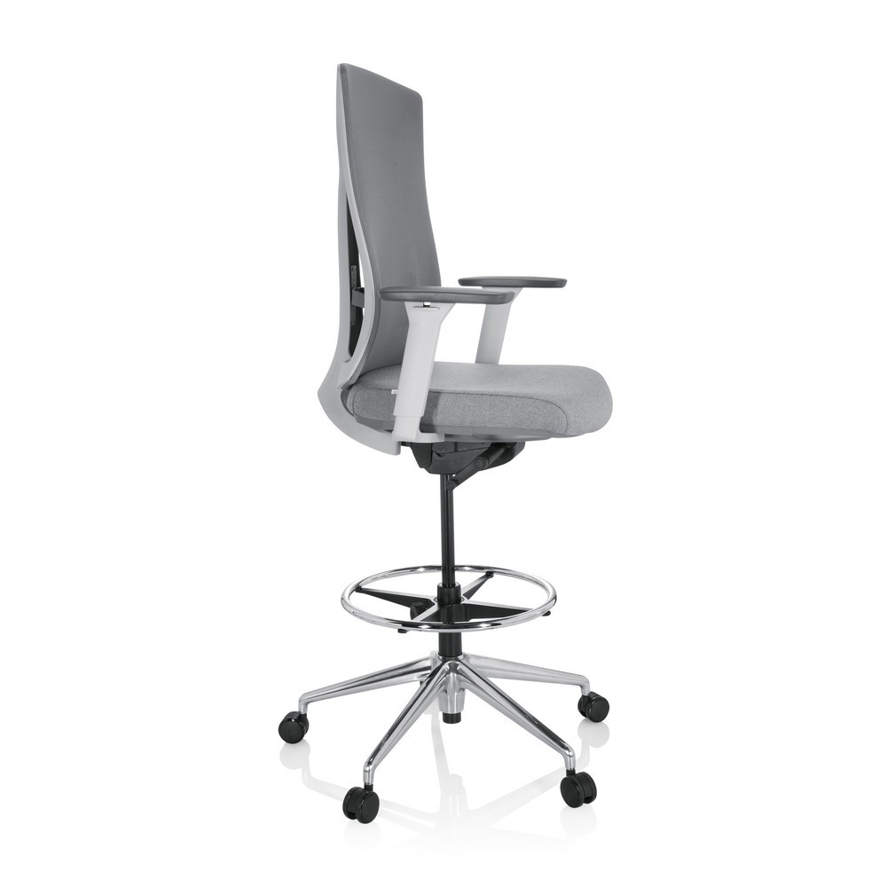 Produktabbildung Nr. 3: hjh OFFICE Arbeitsstuhl / Arbeitshocker HALIFAX WORK Stoff/Netzstoff, grau