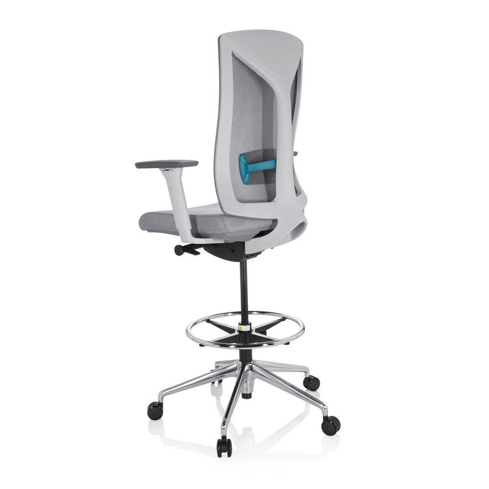 Produktabbildung Nr. 7: hjh OFFICE Arbeitsstuhl / Arbeitshocker HALIFAX WORK Stoff/Netzstoff, grau