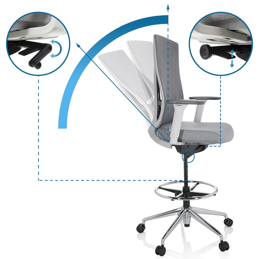Produktabbildung Nr. 10: hjh OFFICE Arbeitsstuhl / Arbeitshocker HALIFAX WORK Stoff/Netzstoff, grau