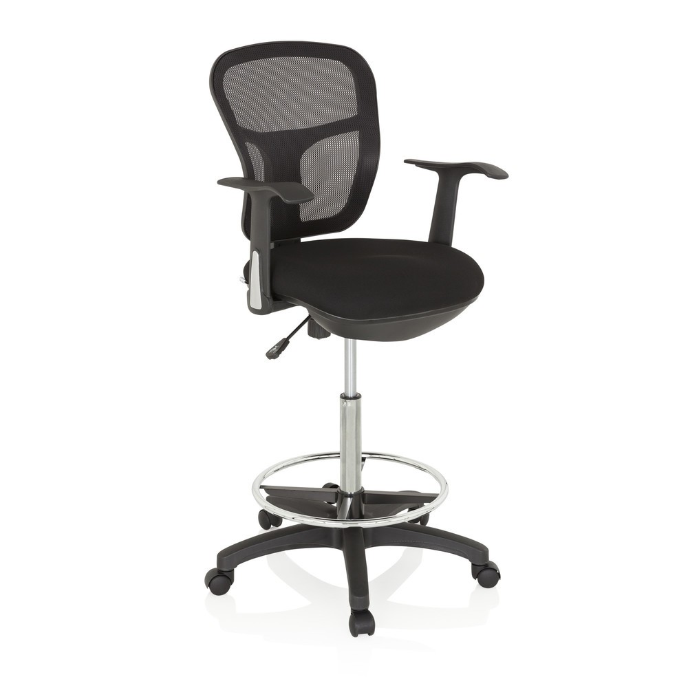 Produktabbildung Nr. 2: hjh OFFICE Arbeitsstuhl / Counterstuhl TOP WORK 108 Stoff/Netzstoff, schwarz