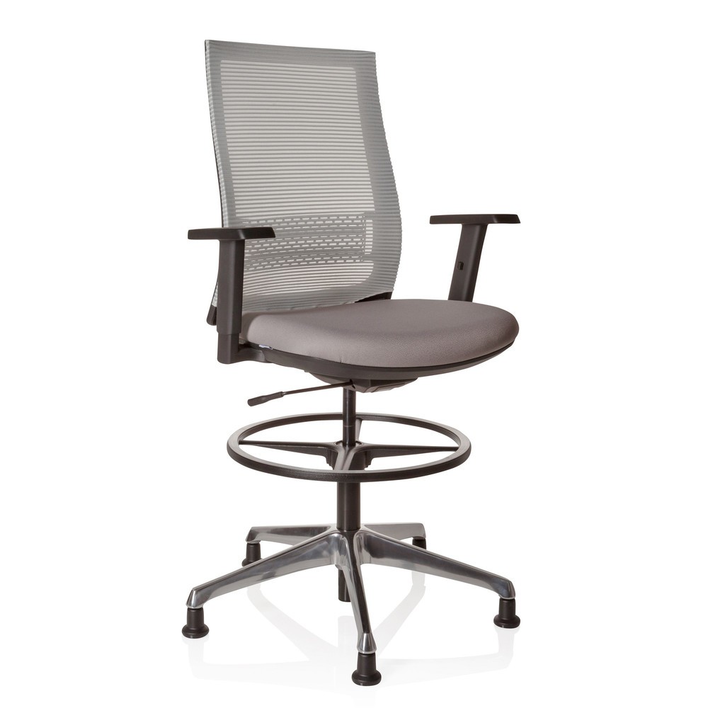 Produktabbildung Nr. 2: hjh OFFICE Arbeitsstuhl / Counterstuhl TOP WORK 99 Bezug: 100 % Polyester, grau