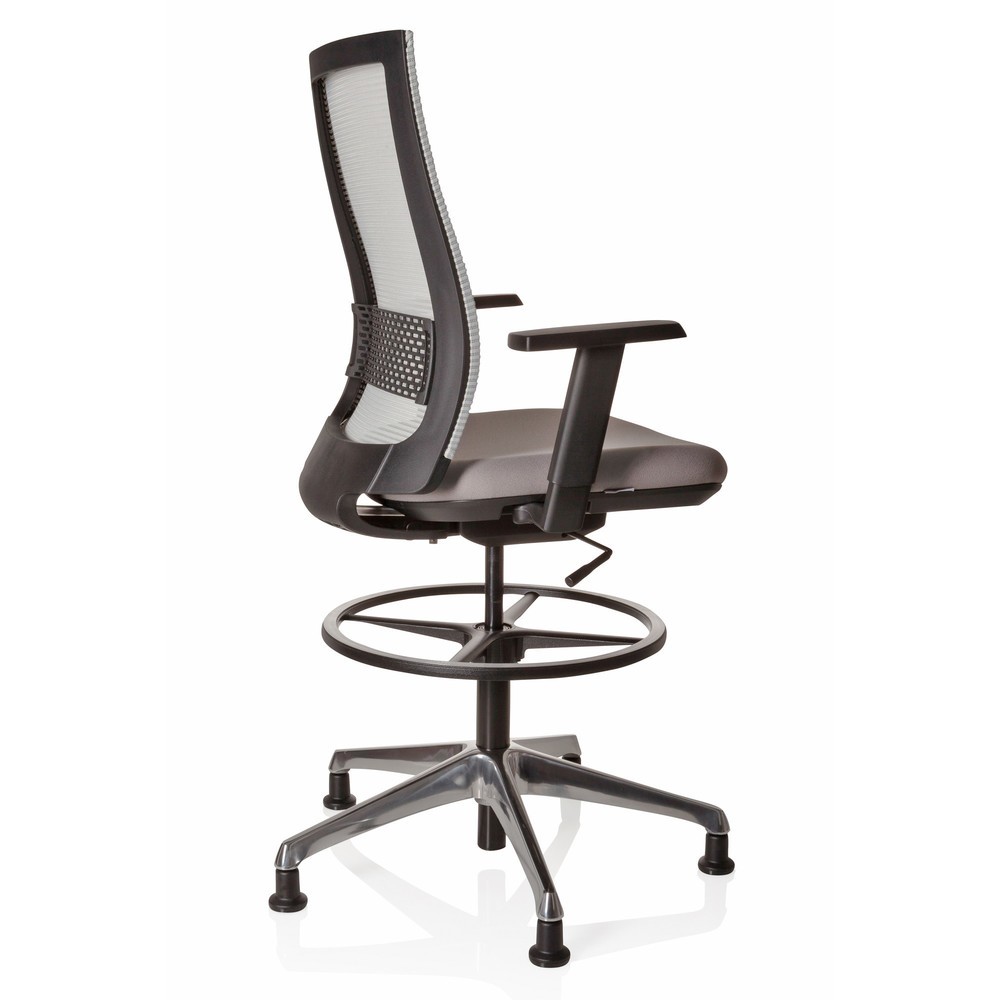 Produktabbildung Nr. 4: hjh OFFICE Arbeitsstuhl / Counterstuhl TOP WORK 99 Bezug: 100 % Polyester, grau