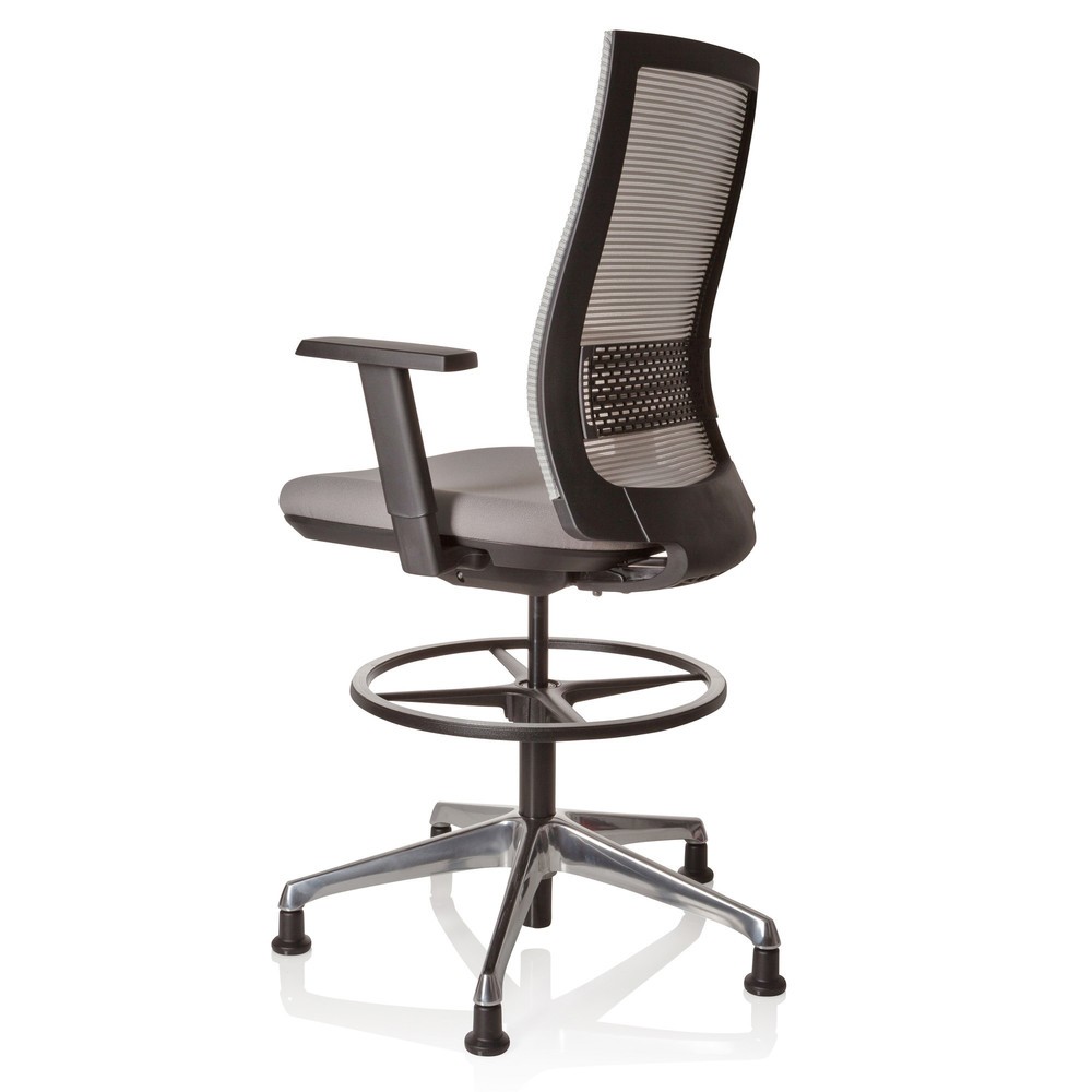 Produktabbildung Nr. 7: hjh OFFICE Arbeitsstuhl / Counterstuhl TOP WORK 99 Bezug: 100 % Polyester, grau