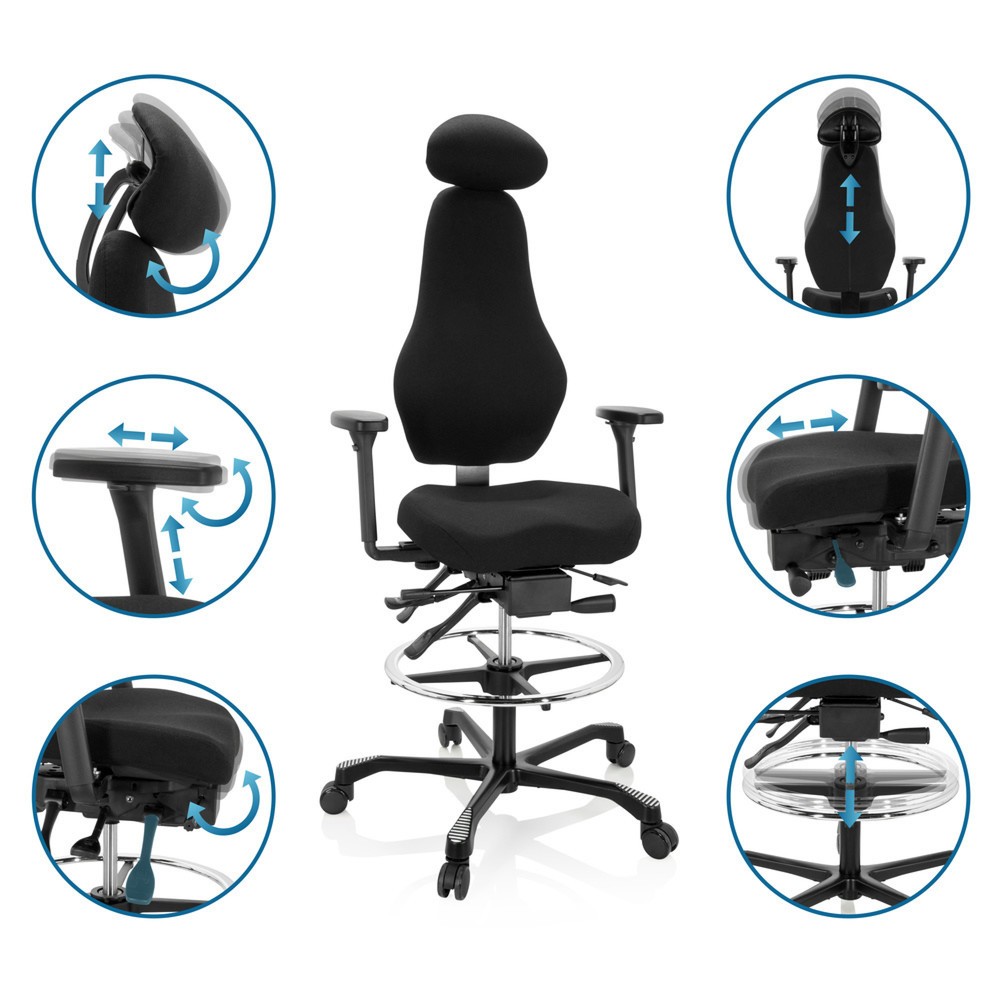 Produktabbildung Nr. 3: hjh OFFICE Arbeitsstuhl / Counterstuhl RESISTIO WORK Stoff, schwarz