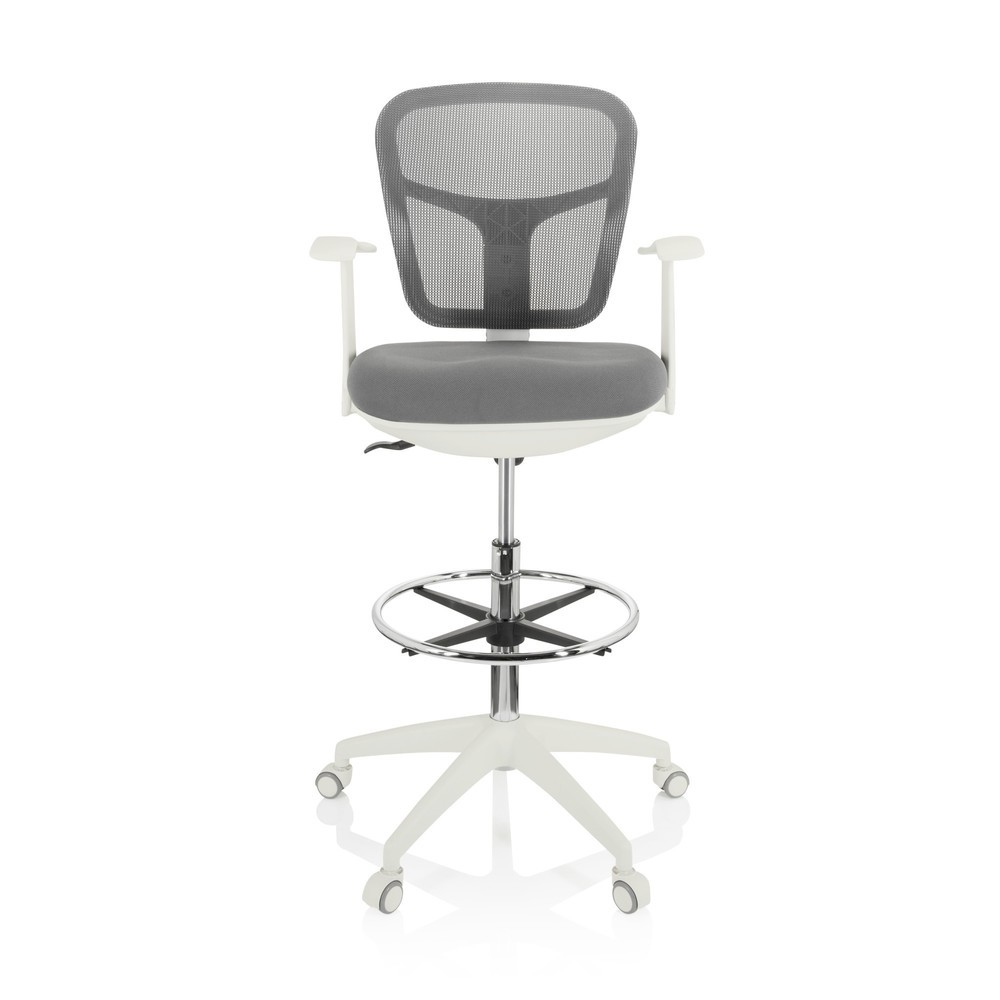Produktabbildung: hjh OFFICE Arbeitsstuhl / Counterstuhl TOP WORK 108 W Netzstoff/Stoff, grau