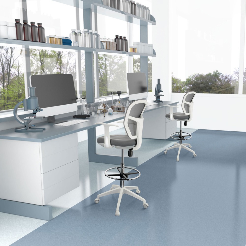 Produktabbildung Nr. 4: hjh OFFICE Arbeitsstuhl / Counterstuhl TOP WORK 108 W Netzstoff/Stoff, grau