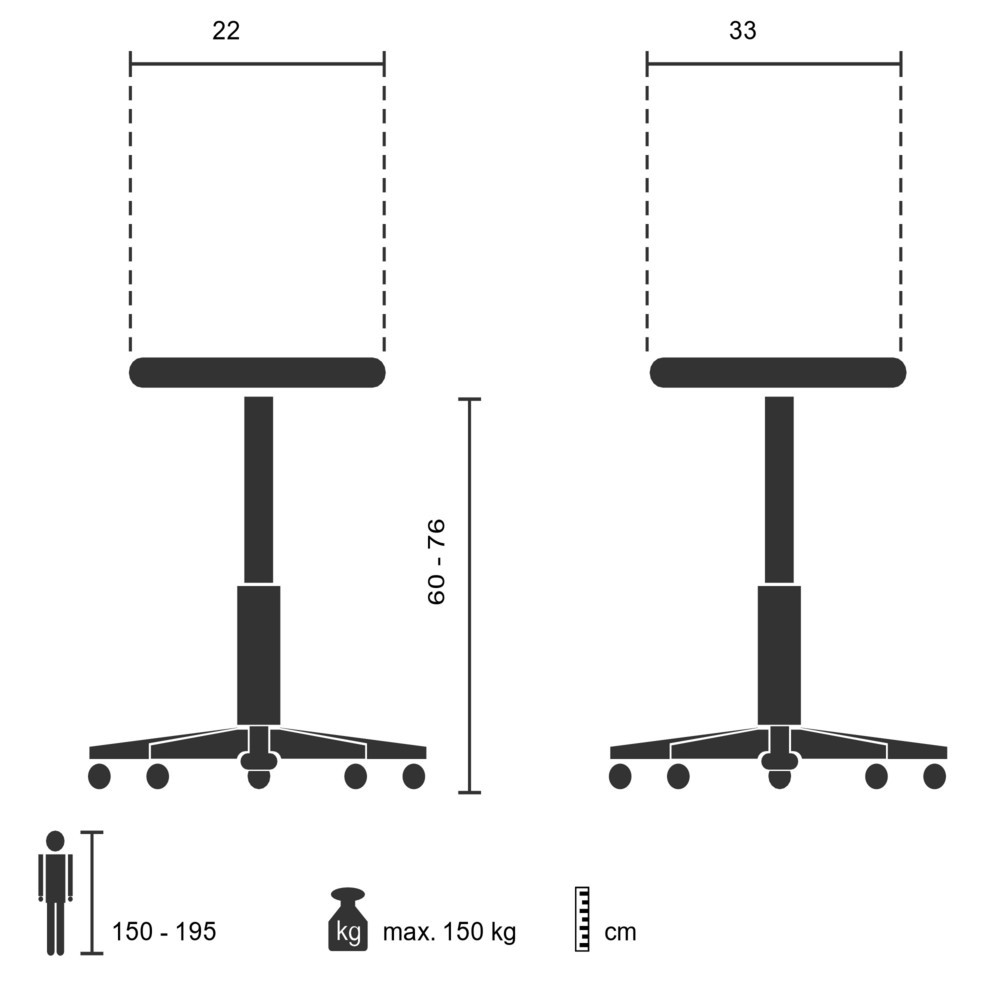 Produktabbildung Nr. 5: Assis debout / siège de travail hjh OFFICE TOP WORK 34 mousse PU, structure métallique, noir