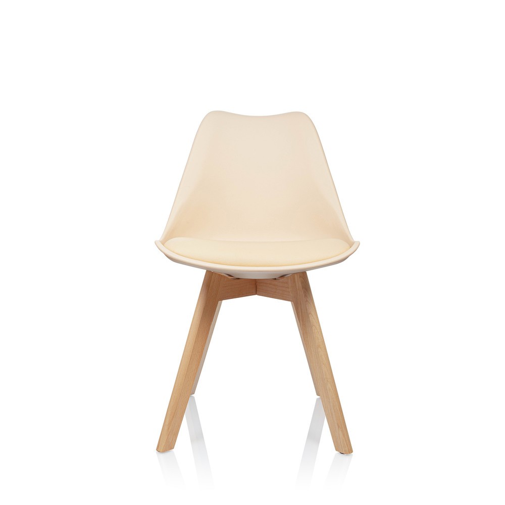 Produktabbildung: hjh OFFICE Besucherstuhl / Schalenstuhl SCANDI Kunststoff, 4er Pack, beige