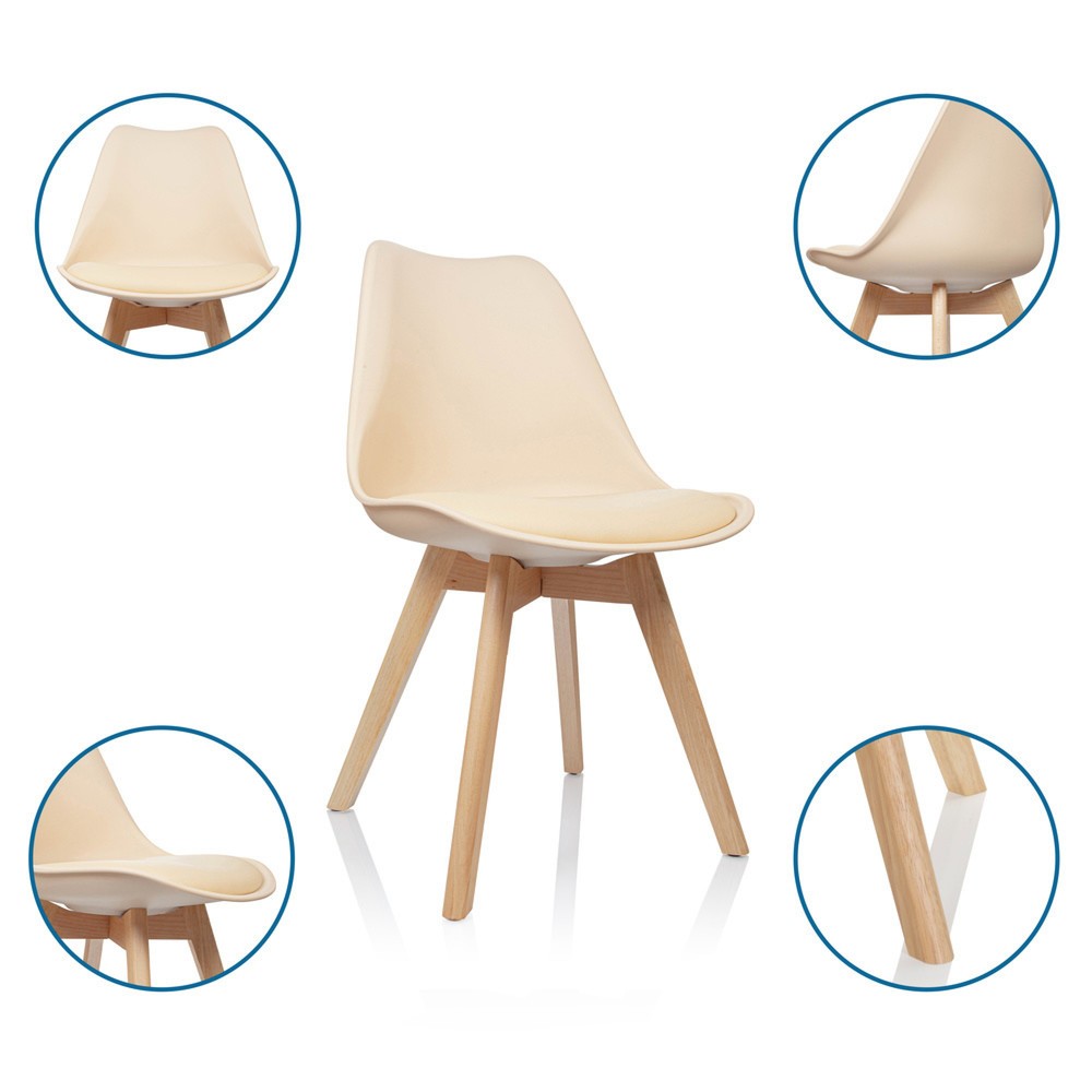 Produktabbildung Nr. 2: hjh OFFICE Besucherstuhl / Schalenstuhl SCANDI Kunststoff, 4er Pack, beige