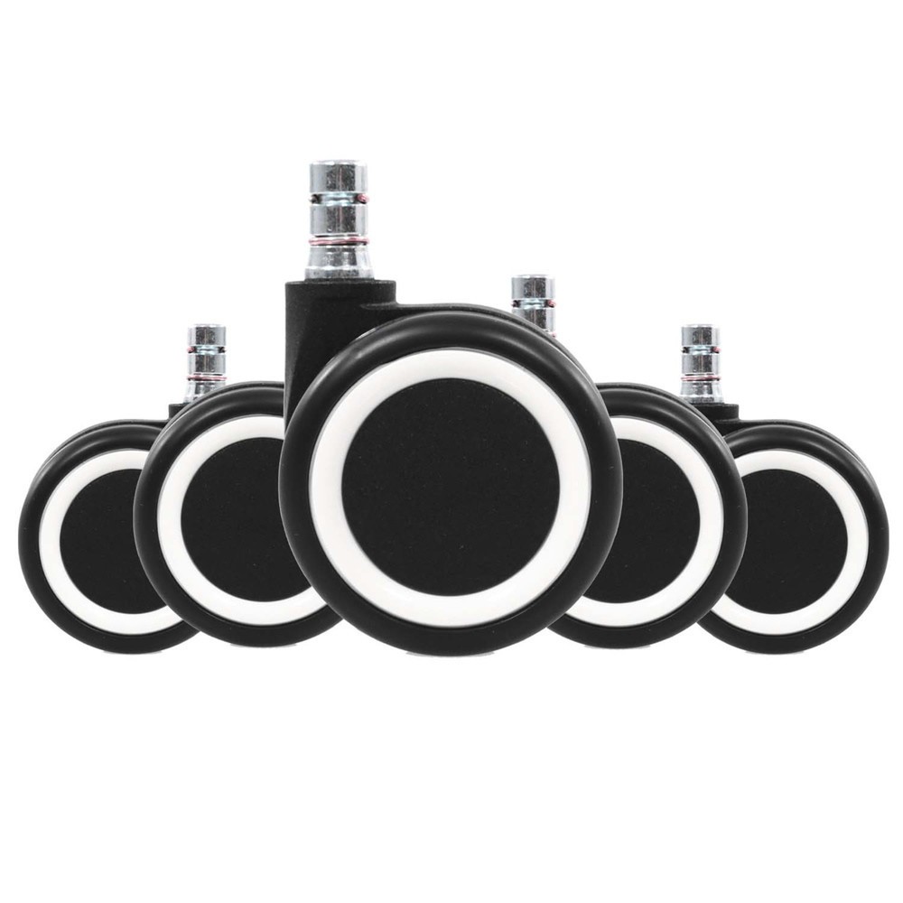 Produktabbildung Nr. 2: hjh OFFICE 5x Hartbodenrollen ROLO COLOR 60 11 mm / 60 mm Büro-Stuhl-Rollen für Hartböden (5er Pack), schwarz/weiss
