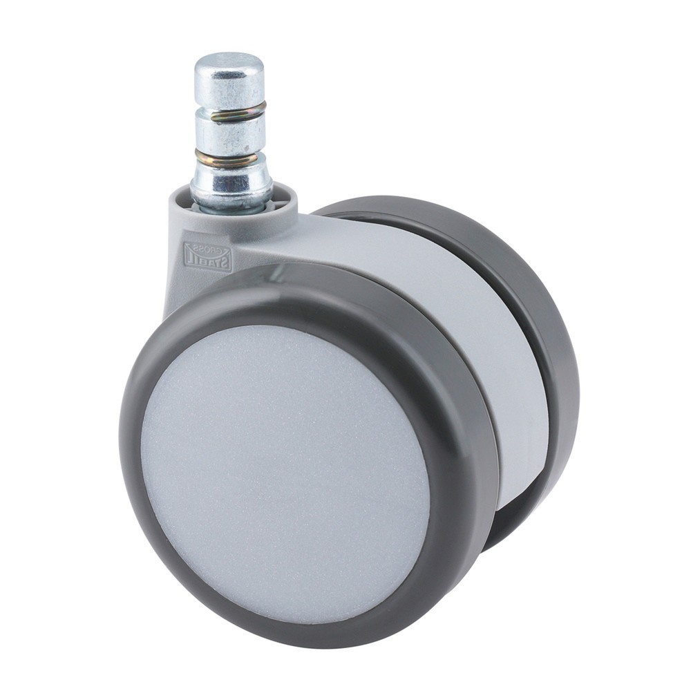 Produktabbildung: hjh OFFICE 5x Hartbodenrollen ROLO MOVE 60 No-Noise 11 mm / 60 mm (5er Pack) Büro-Stuhl-Rollen, weiss/grau