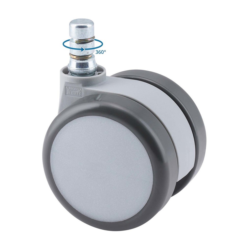 Produktabbildung Nr. 3: hjh OFFICE 5x Hartbodenrollen ROLO MOVE 60 No-Noise 11 mm / 60 mm (5er Pack) Büro-Stuhl-Rollen, weiss/grau