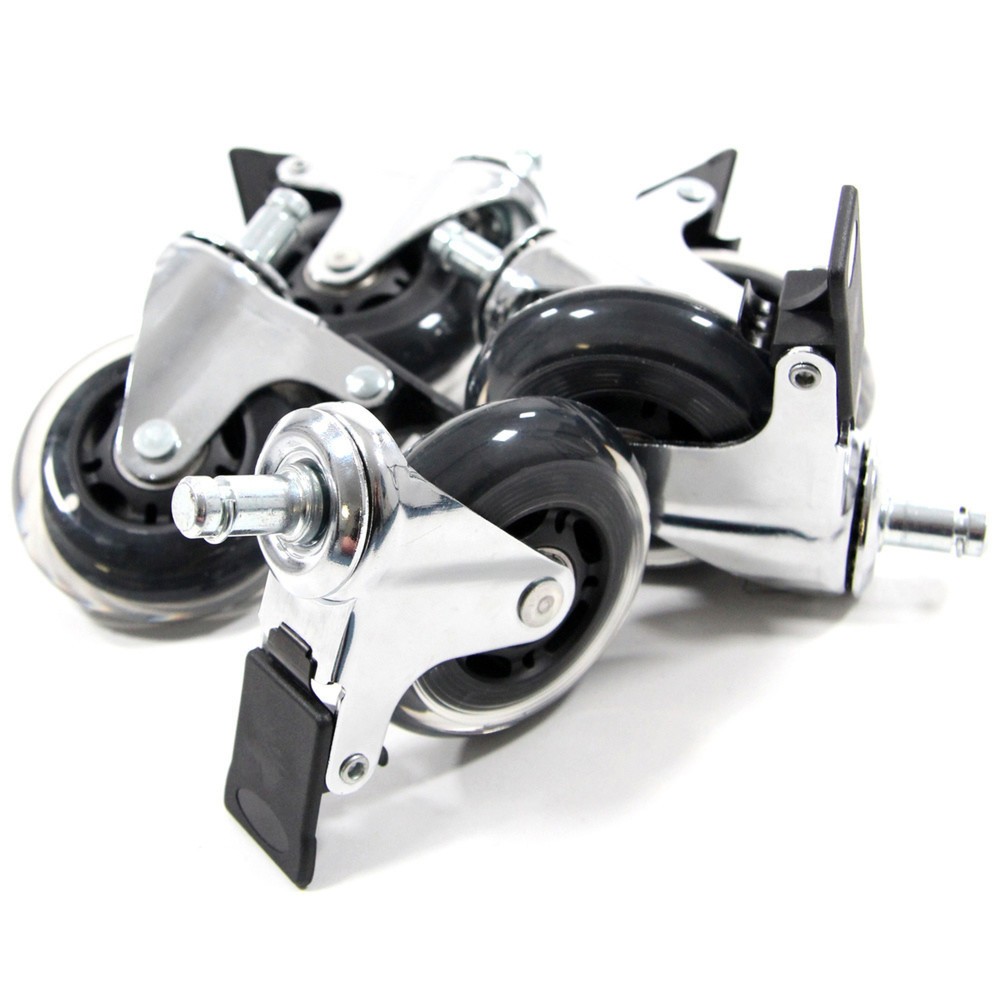 Produktabbildung Nr. 3: hjh OFFICE 5x Hartbodenrollen ROLO SKATE 11 mm / 75 mm Büro-Stuhl-Rollen inkl. Bremse Chrom transparent