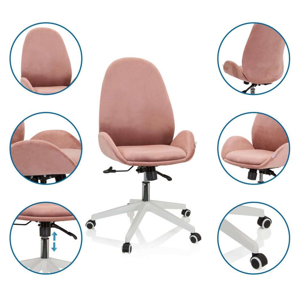 Produktabbildung Nr. 3: hjh OFFICE Bürostuhl / Drehstuhl AVEA Samt, rosa