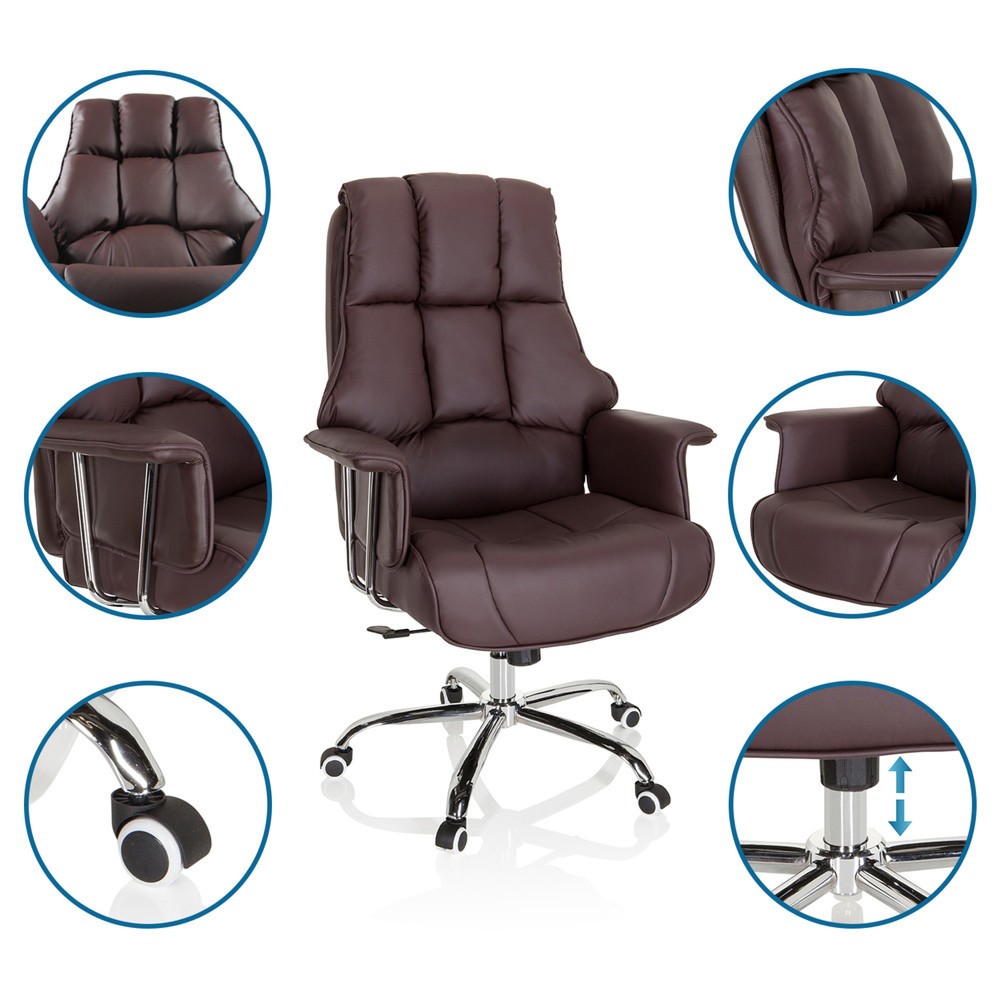 Produktabbildung Nr. 3: hjh OFFICE Bürostuhl / Chefsessel COMMANDER PU Kunstleder, braun