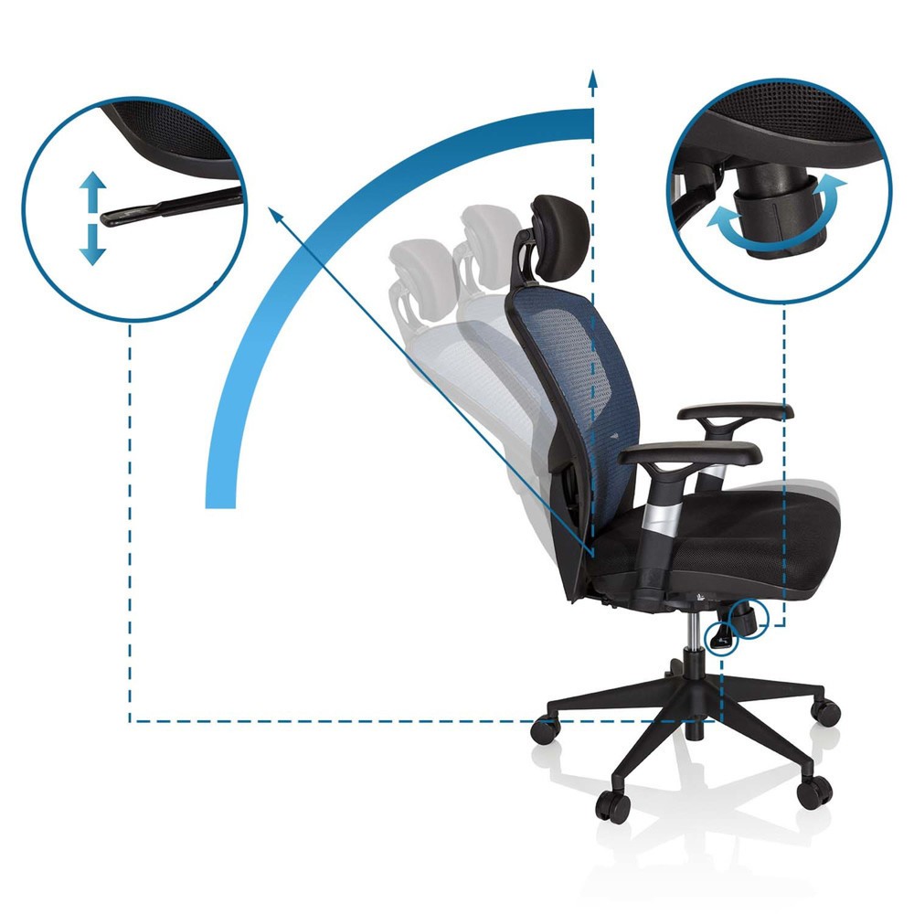 Produktabbildung Nr. 10: hjh OFFICE Bürostuhl / Chefsessel VENUS BASE Stoff, blau/schwarz