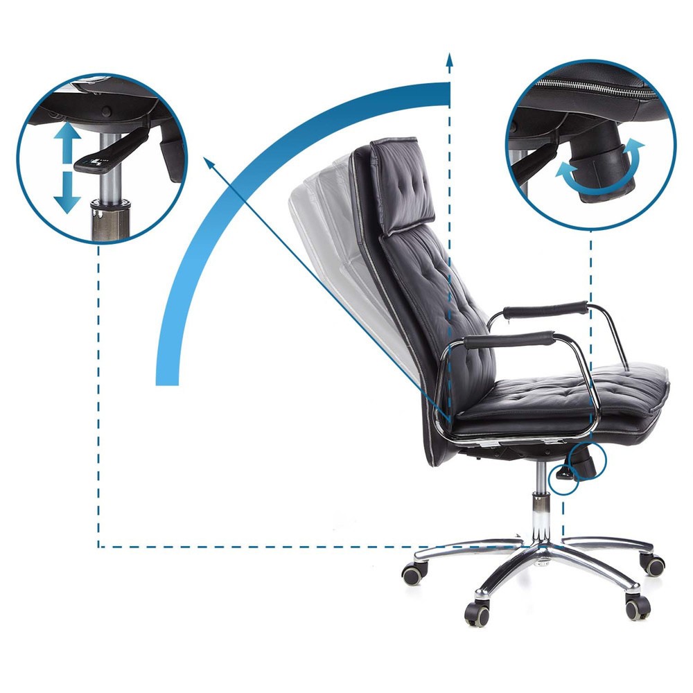 Produktabbildung Nr. 10: hjh OFFICE Bürostuhl / Chefsessel VILLA 20 Leder, schwarz