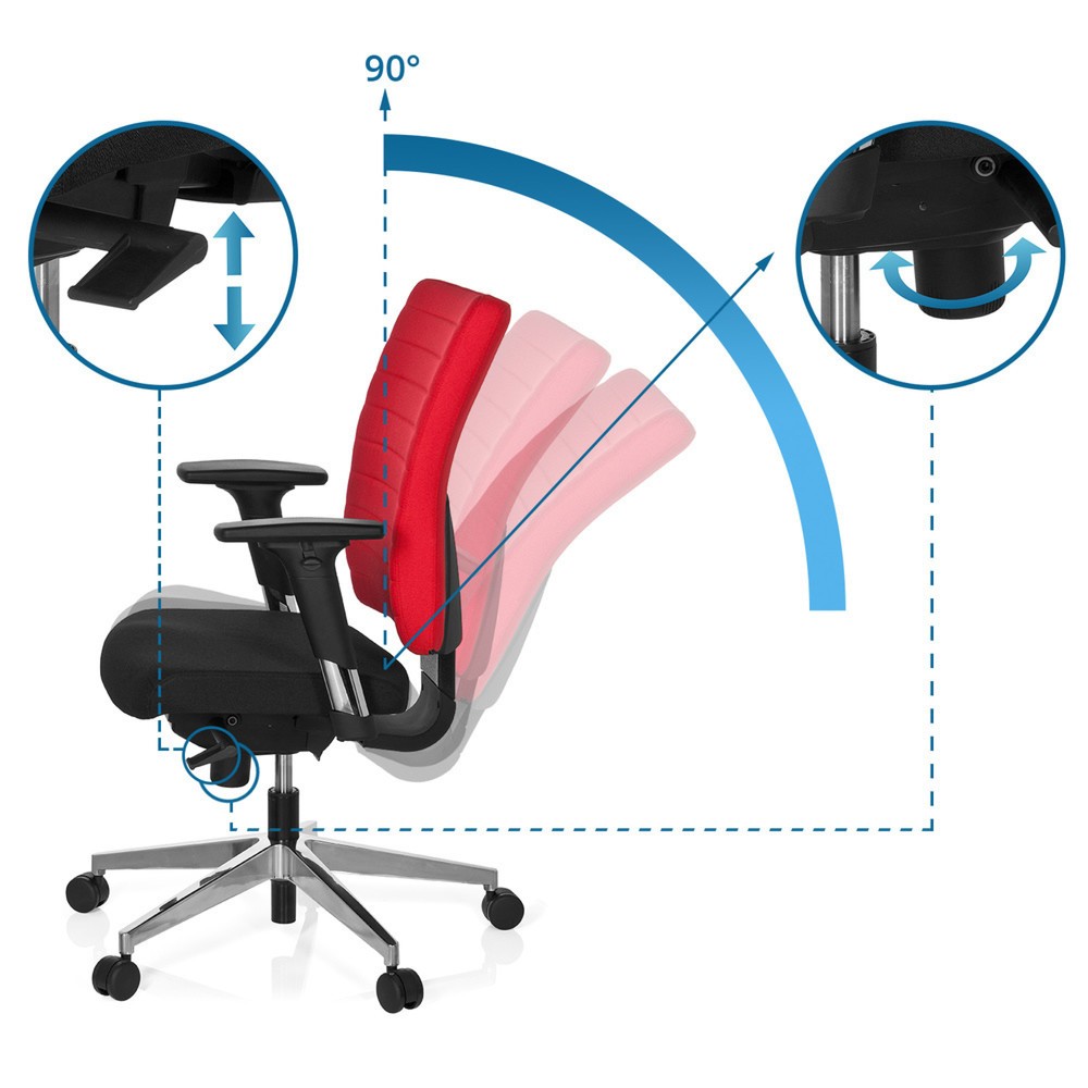 Produktabbildung Nr. 10: hjh OFFICE Bürostuhl / Drehstuhl PRO-TEC 350 Stoff, schwarz/rot