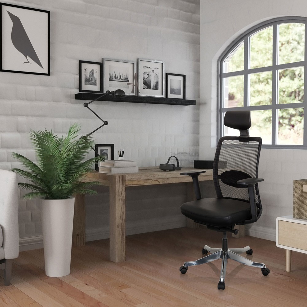 Produktabbildung Nr. 10: hjh OFFICE Bürostuhl / Drehstuhl SENATOR PRO Leder, Netzstoff, schwarz